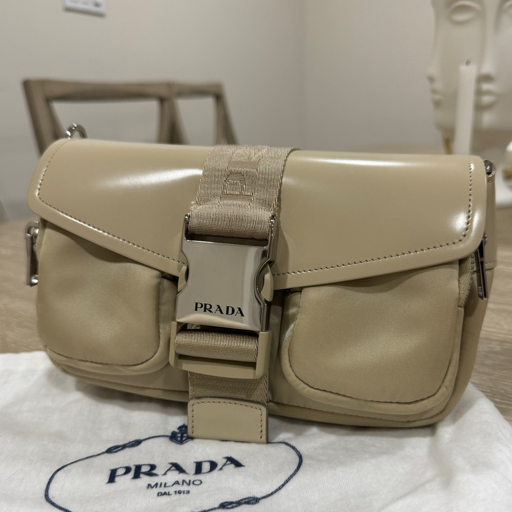 Prada Pocket nylon and brushed leather bag